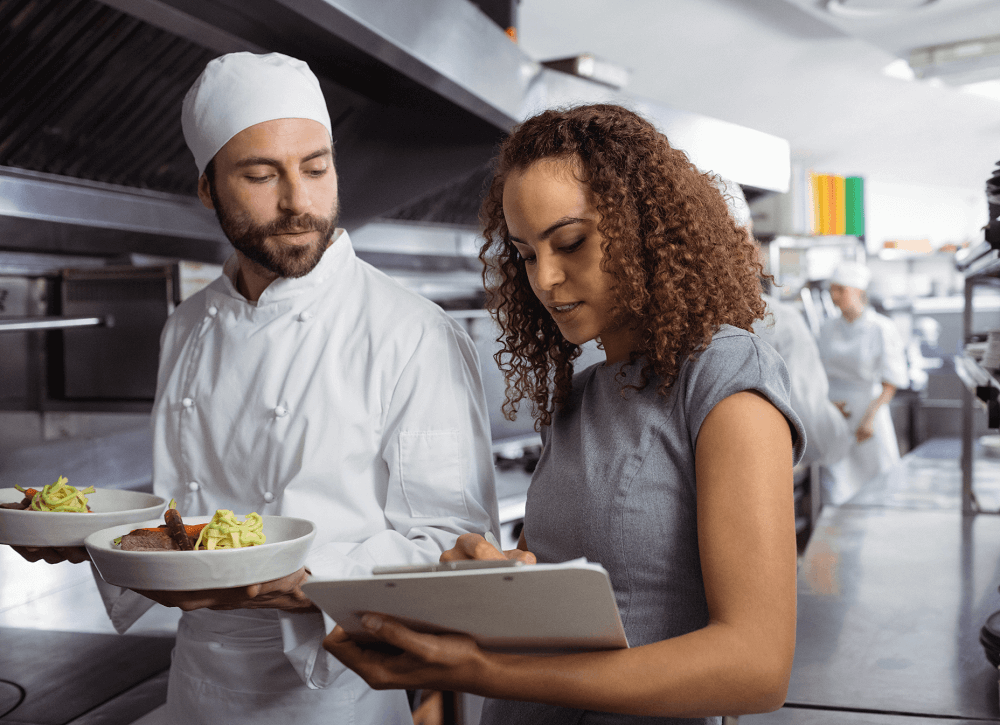 Chef and manager in cuisine