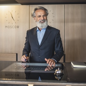 Smiling receptionist with beard