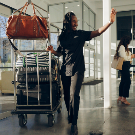 Lady with luggage trolley