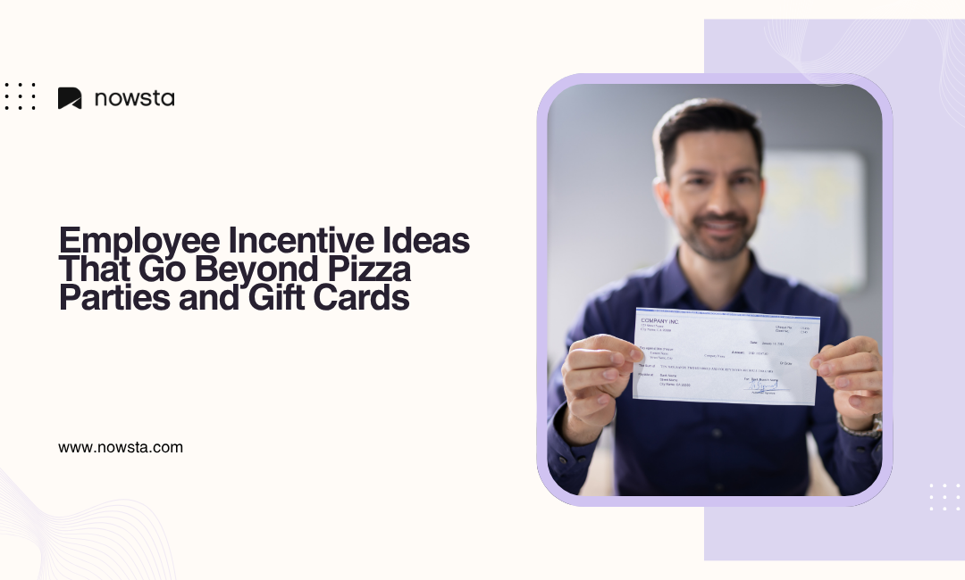 Employee holding a paycheck representing incentives, rewards, and compensation strategies